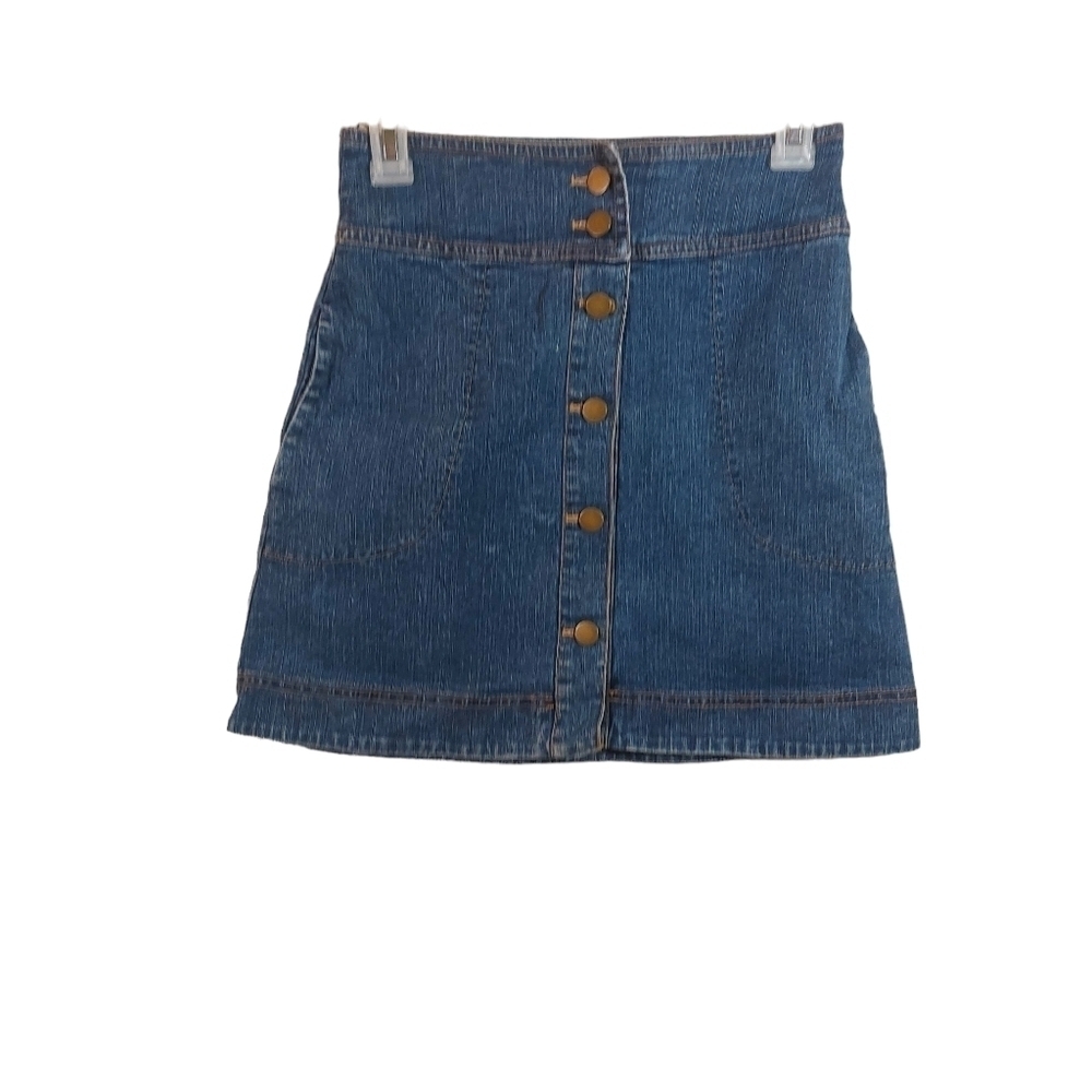 BEC & Bridge Ladies High-Rise Button Front Denim Midi Skirt- size 4